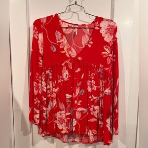 Free People Baby Doll dress. Red, short, fits all body types.